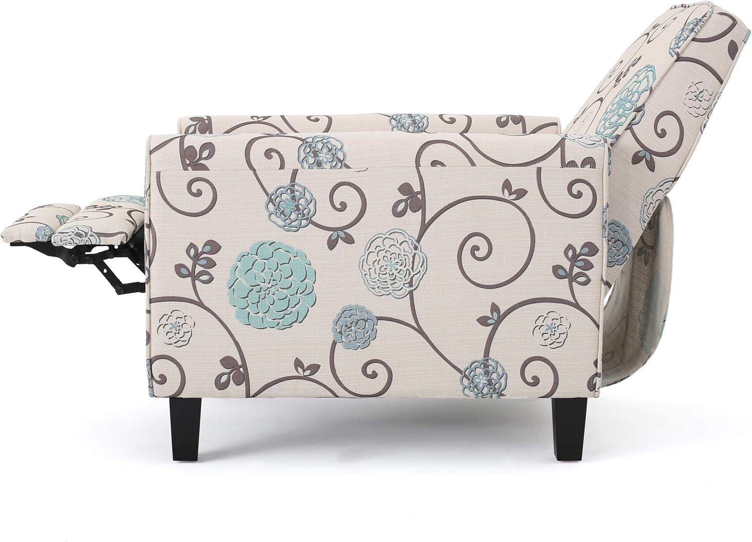 imageChristopher Knight Home Dufour White and Blue Floral Fabric Recliner 2675D x 34W x 3625H in