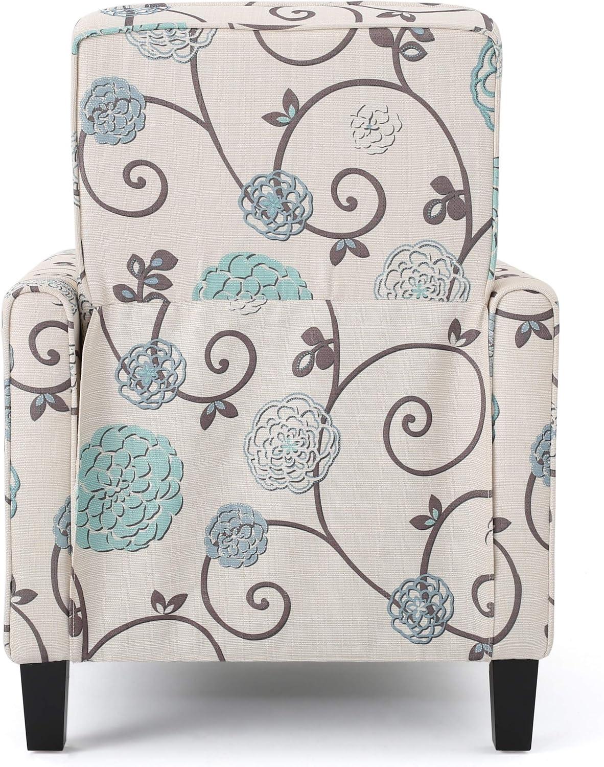 imageChristopher Knight Home Dufour White and Blue Floral Fabric Recliner 2675D x 34W x 3625H in