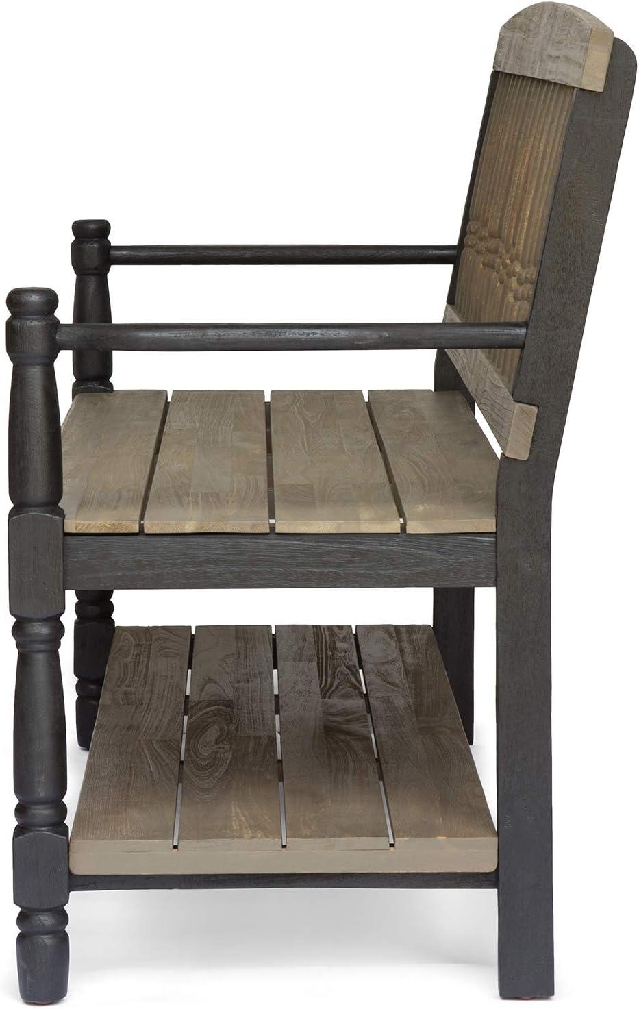 imageChristopher Knight Home Eddie Indoor Farmhouse Acacia Wood Bench with Shelf Gray and Black Finish