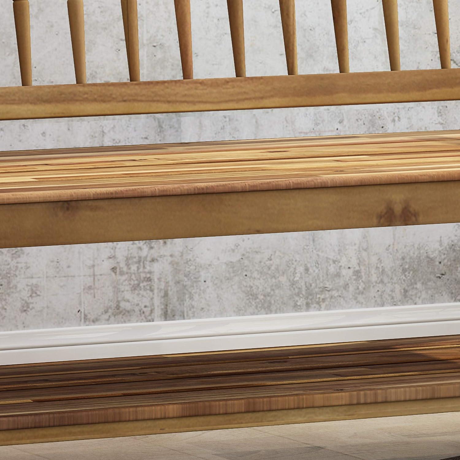 imageChristopher Knight Home Eddie Indoor Farmhouse Acacia Wood Bench with Shelf Teak and Black Finish