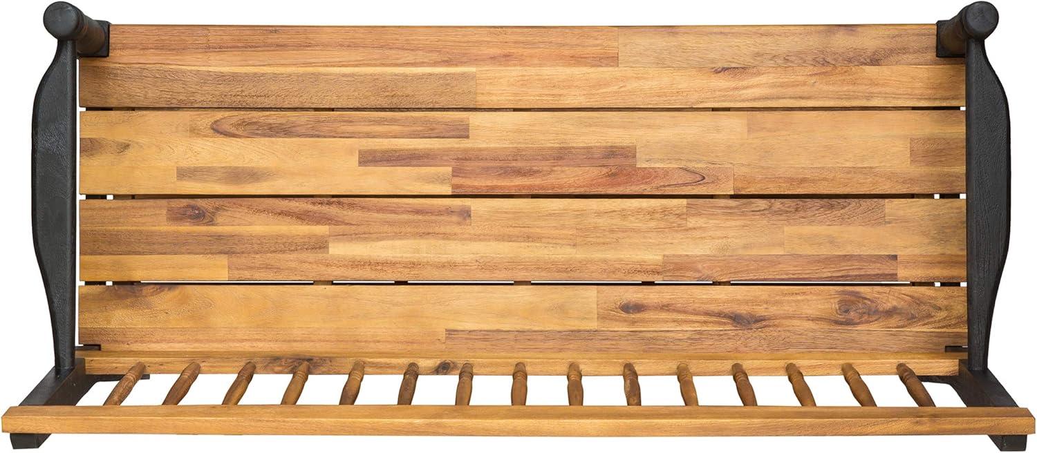 imageChristopher Knight Home Eddie Indoor Farmhouse Acacia Wood Bench with Shelf Teak and Black Finish