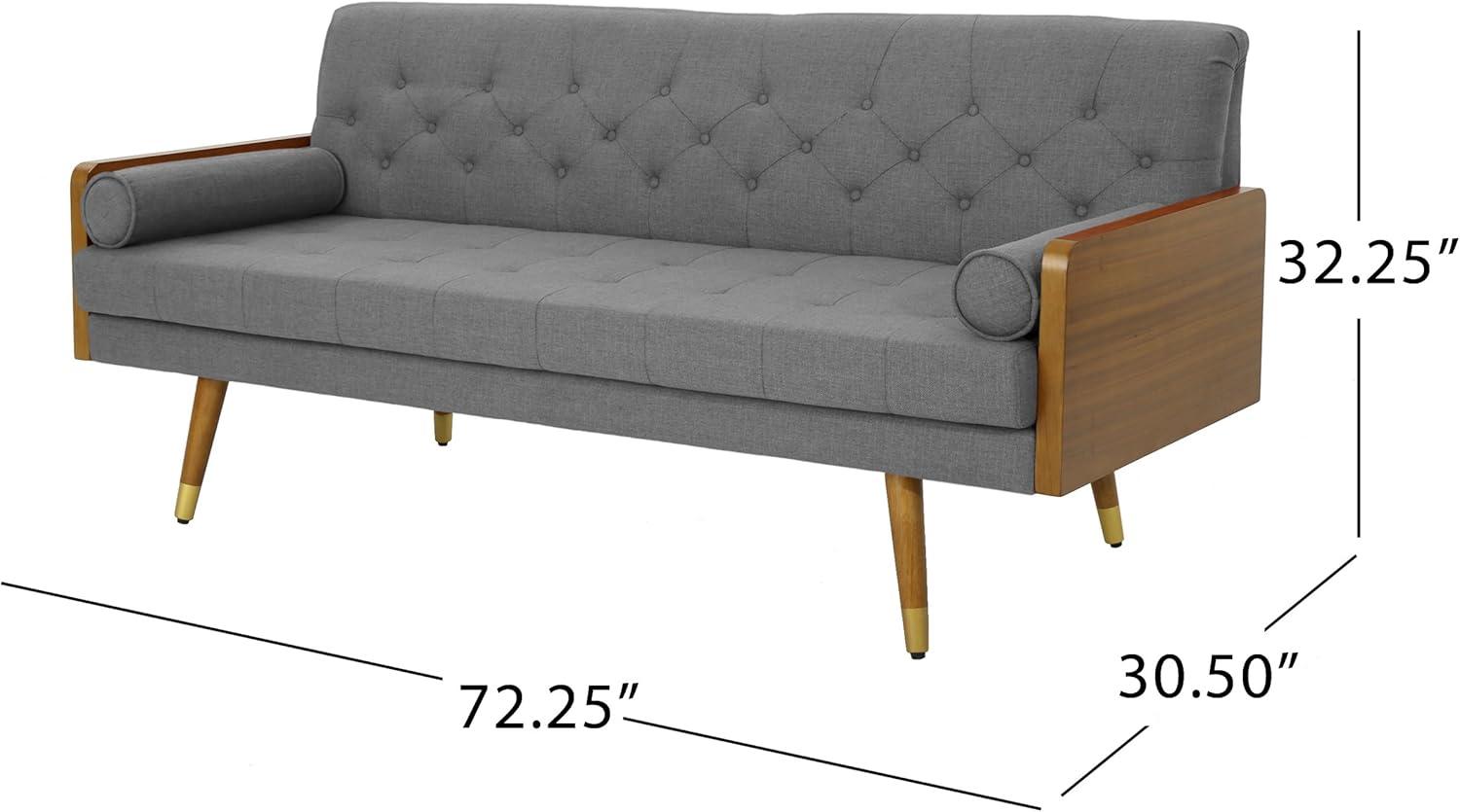 imageChristopher Knight Home GDFStudio Christopher Knight Home Aidan Mid Century Modern Tufted Fabric Sofa Gray