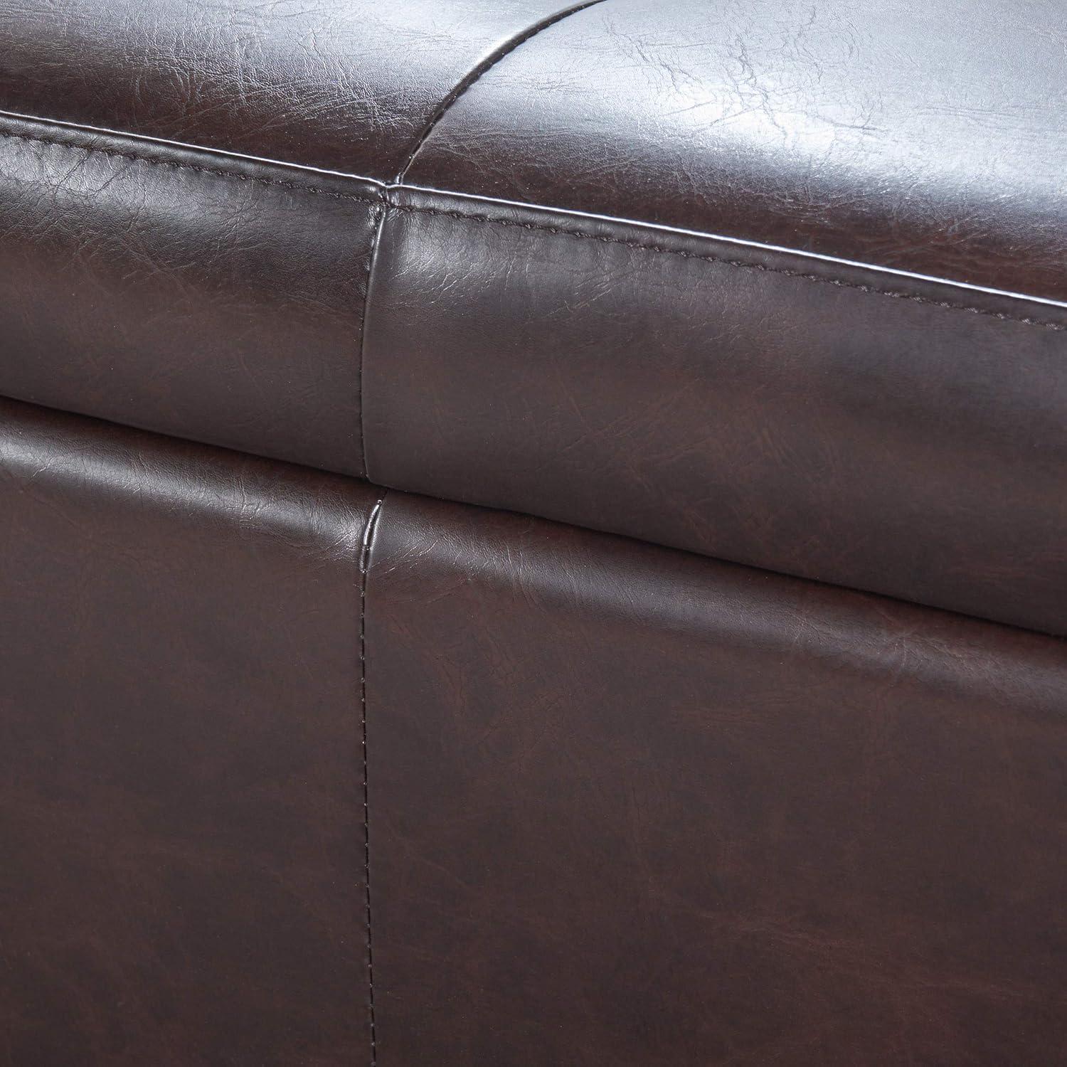 imageChristopher Knight Home Guernsey Bonded Leather Storage Ottoman Bench Chocolate Brown 51 by 20 by 17