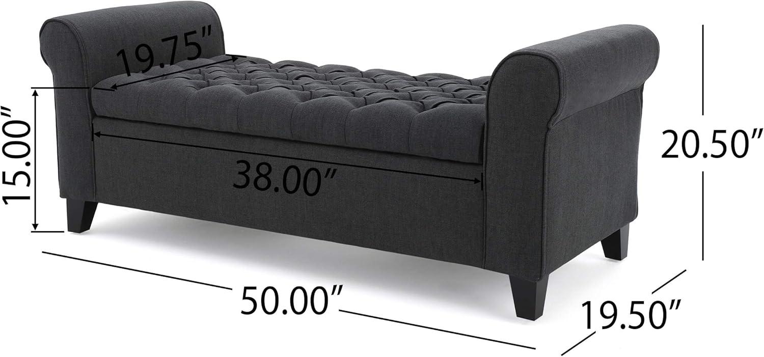imageChristopher Knight Home Keiko Fabric Armed Storage Bench Dark Grey 1950D x 5000W x 1925HBench