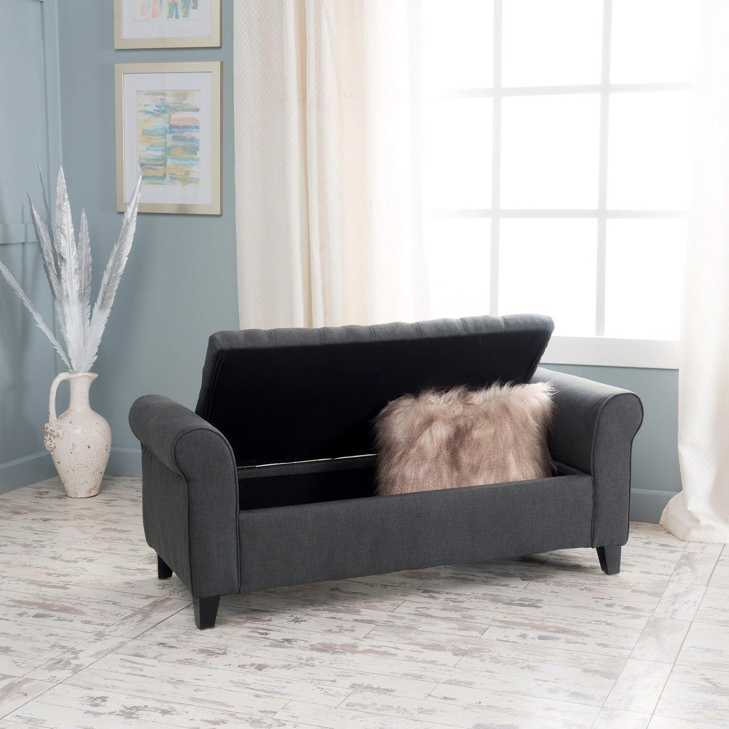 imageChristopher Knight Home Keiko Fabric Armed Storage Bench Dark Grey 1950D x 5000W x 1925HBench