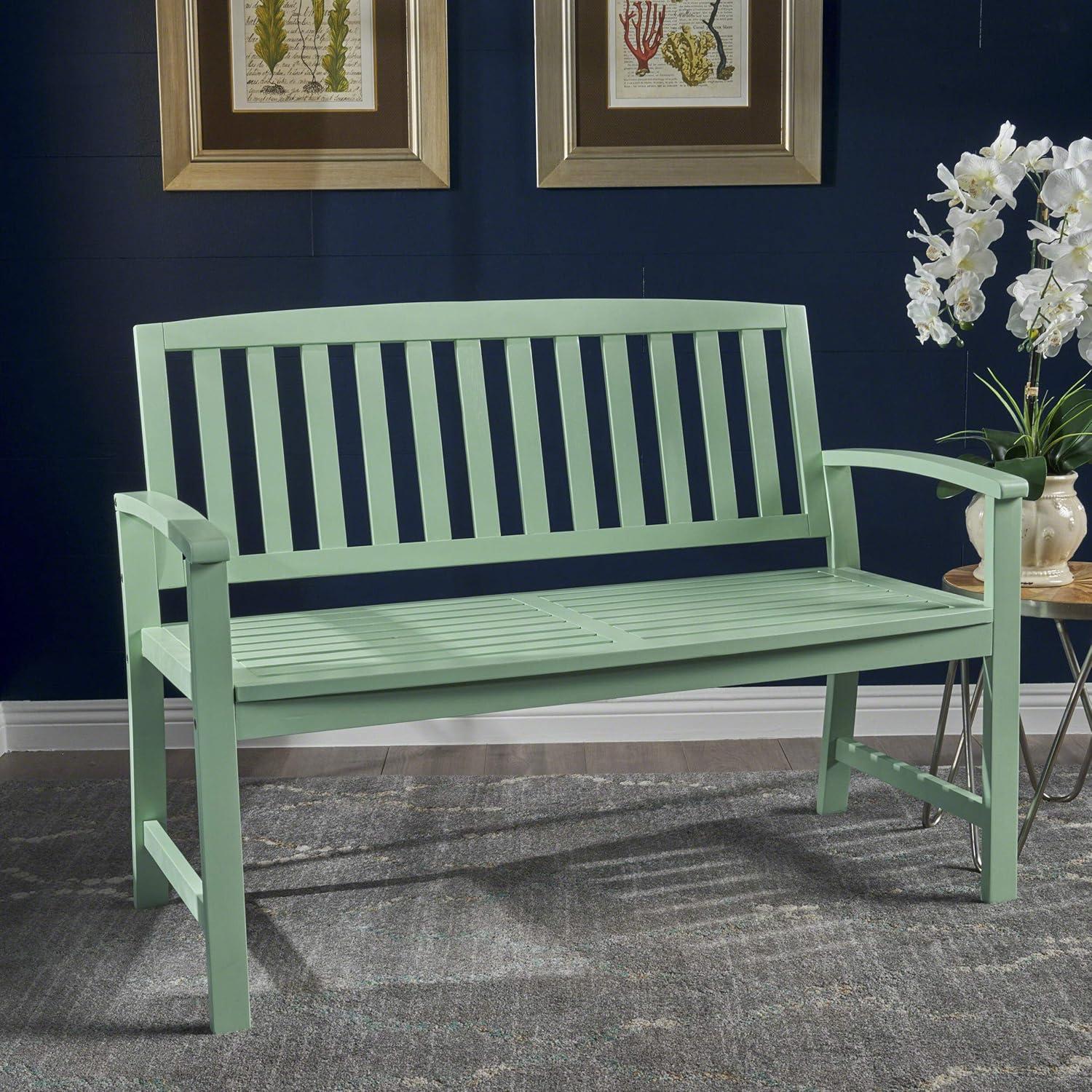 imageChristopher Knight Home Laurel Farmhouse Cottage Acacia Wood Bench Light Mint