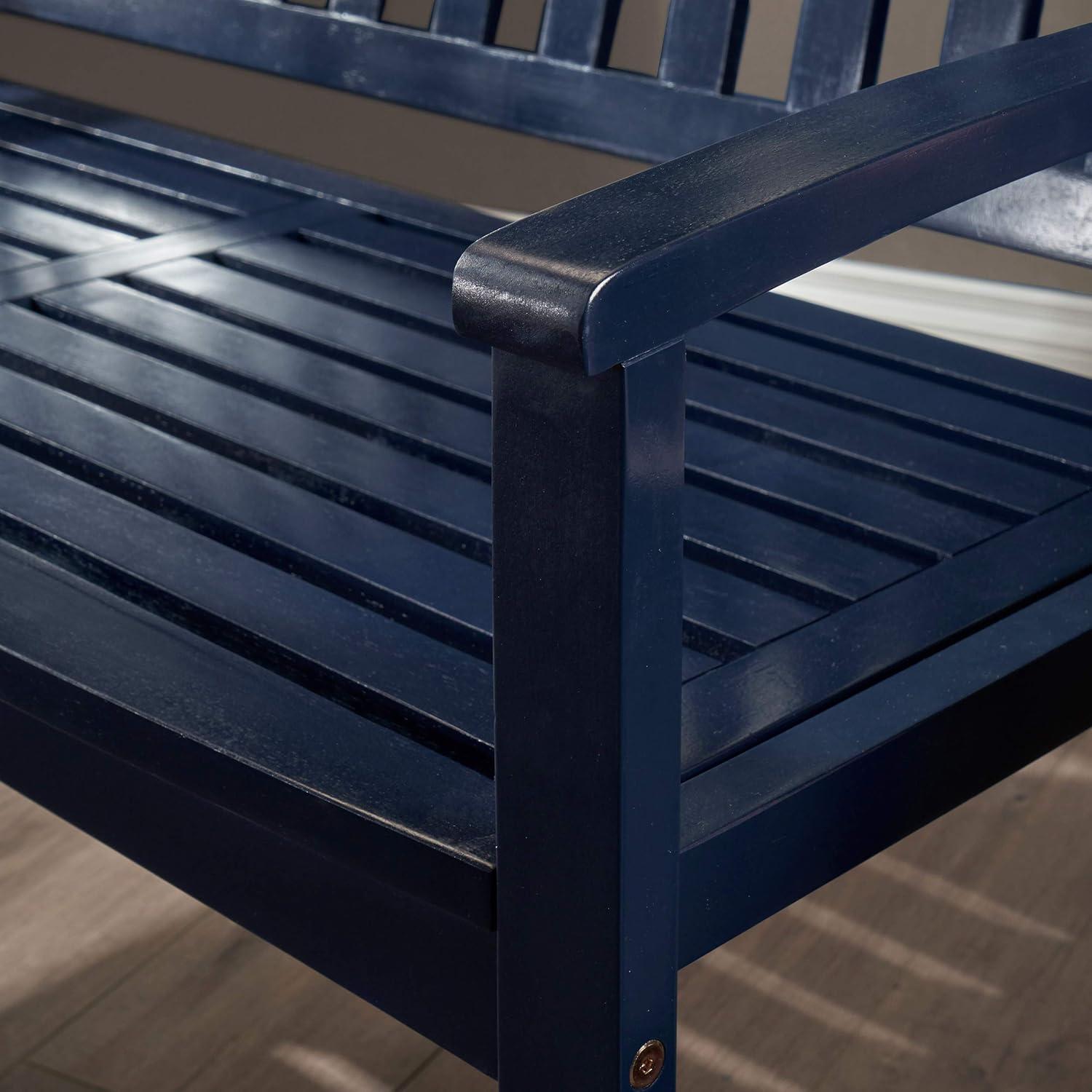imageChristopher Knight Home Laurel Farmhouse Cottage Acacia Wood Bench Pu Navy Blue