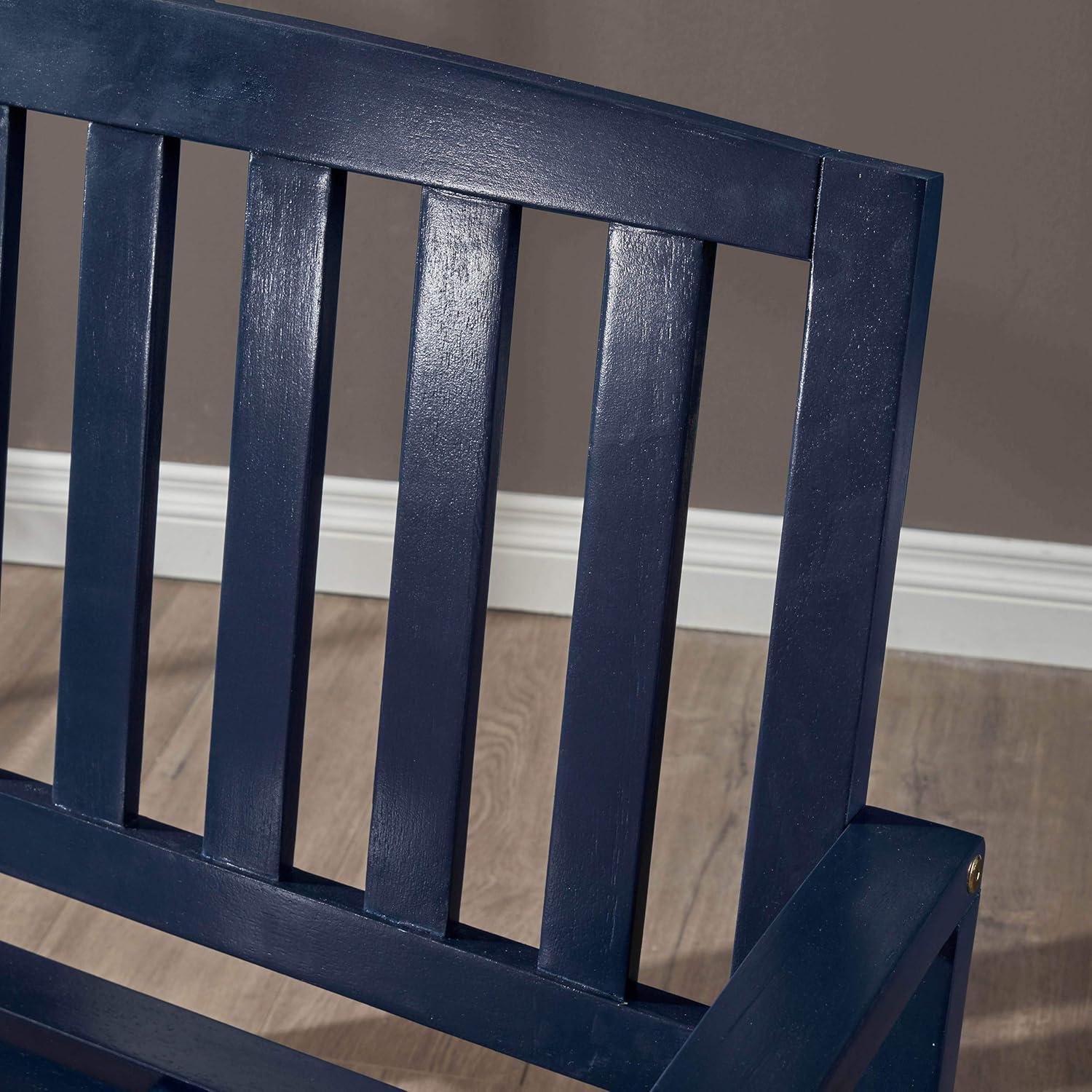 imageChristopher Knight Home Laurel Farmhouse Cottage Acacia Wood Bench Pu Navy Blue