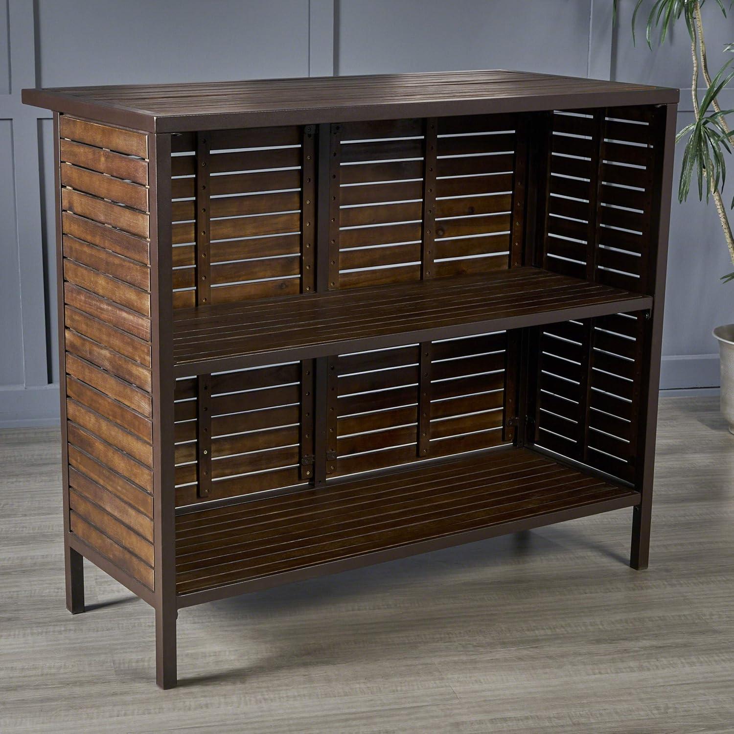 imageChristopher Knight Home Leni Indoor Acacia Bar Set with Rustic Metal Finish Accents Dark Brown Rustic MetalAcacia Bar Set