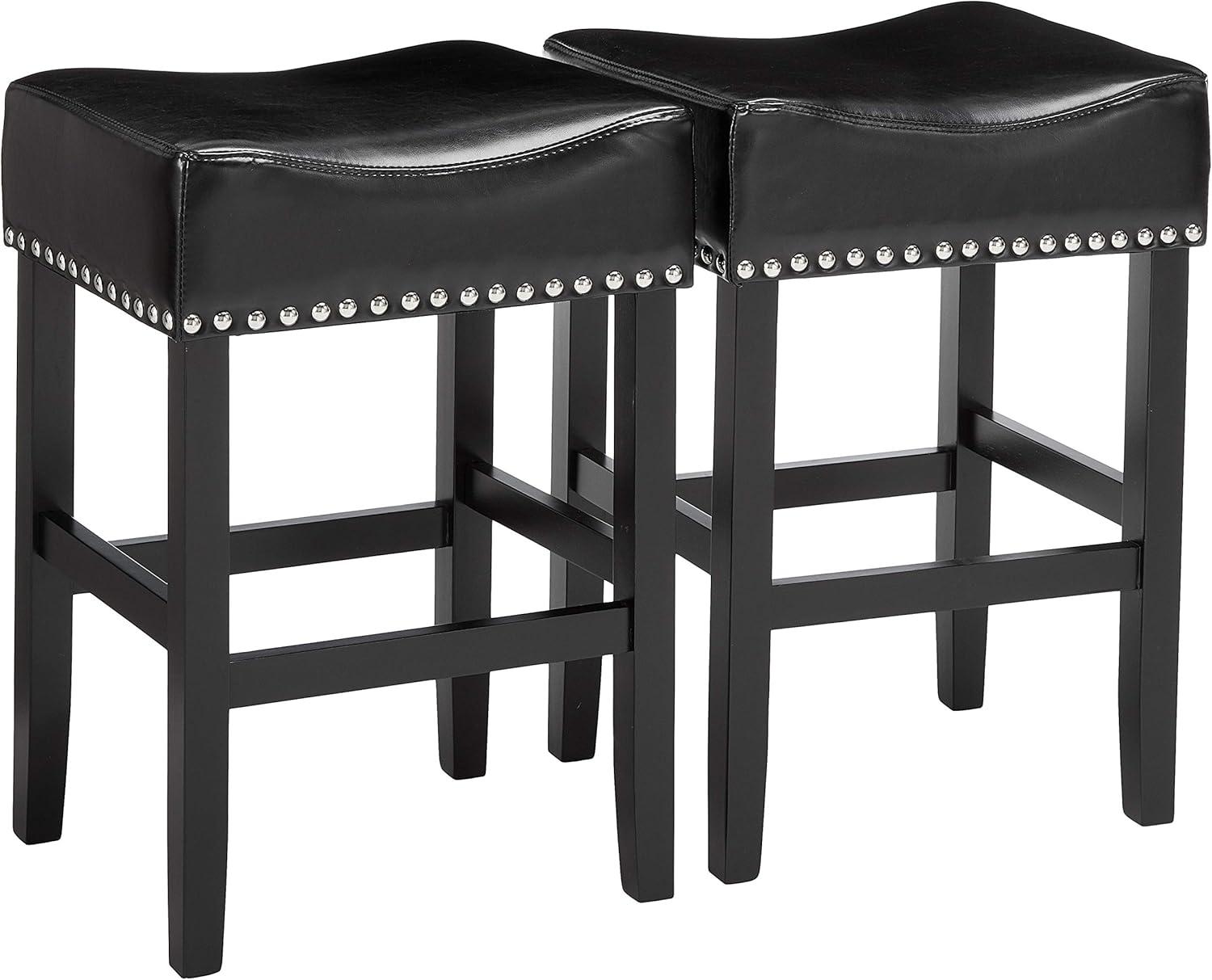 imageChristopher Knight Home Lennox Backless Leather Counter Stool Black Set of 2Black