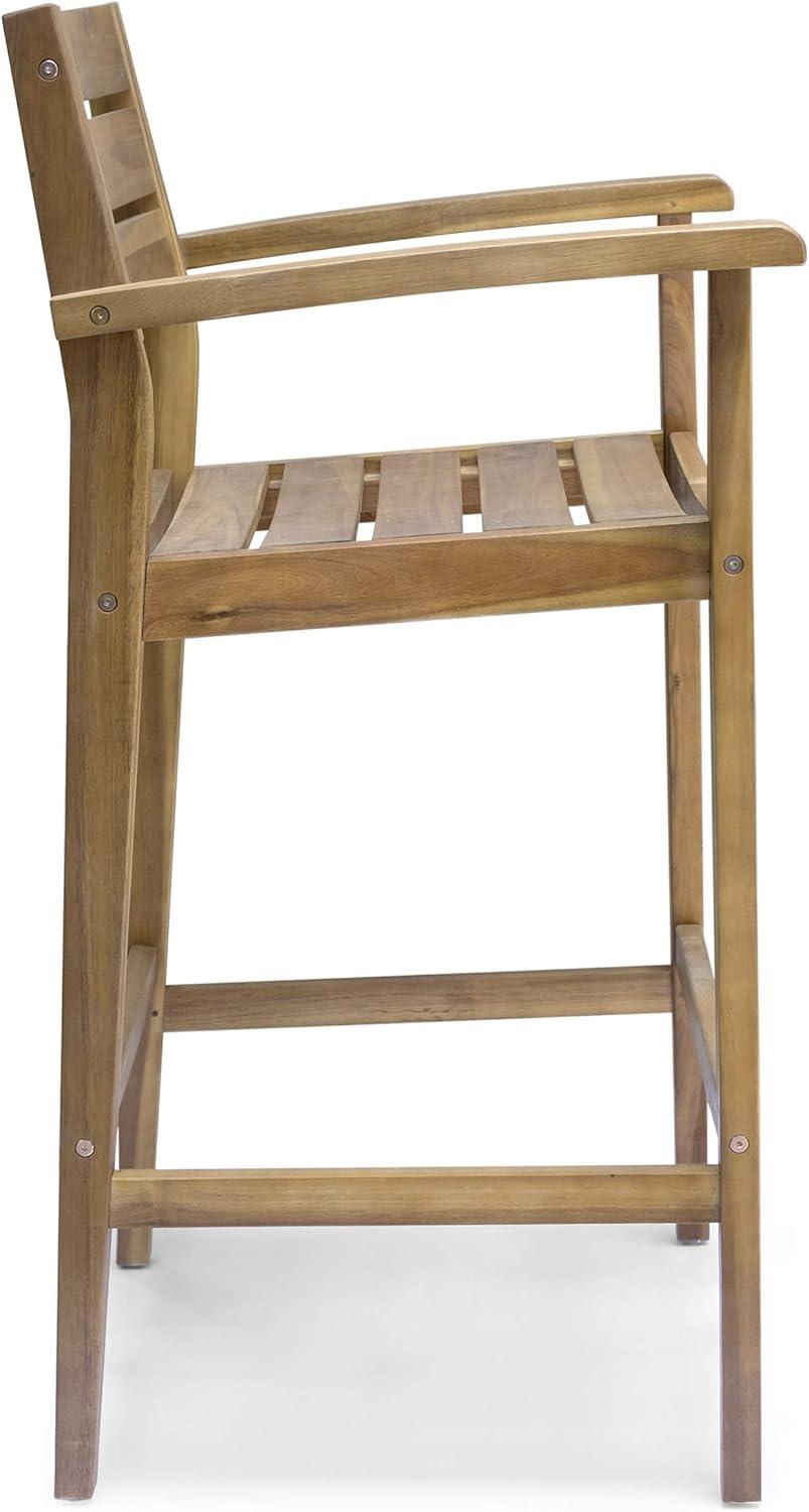 imageChristopher Knight Home Lera Outdoor Rustic Acacia Wood Barstool Set of 2 Teak Finish
