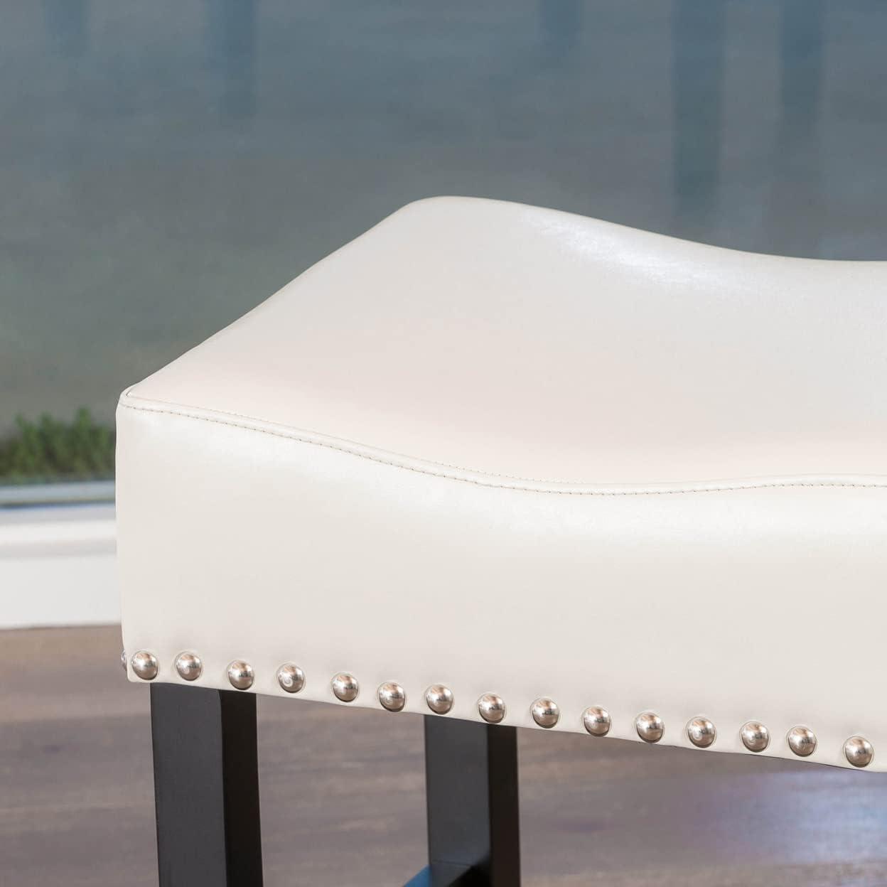 imageChristopher Knight Home Lisette Backless Leather Counter Stools 2Pcs Set Ivory