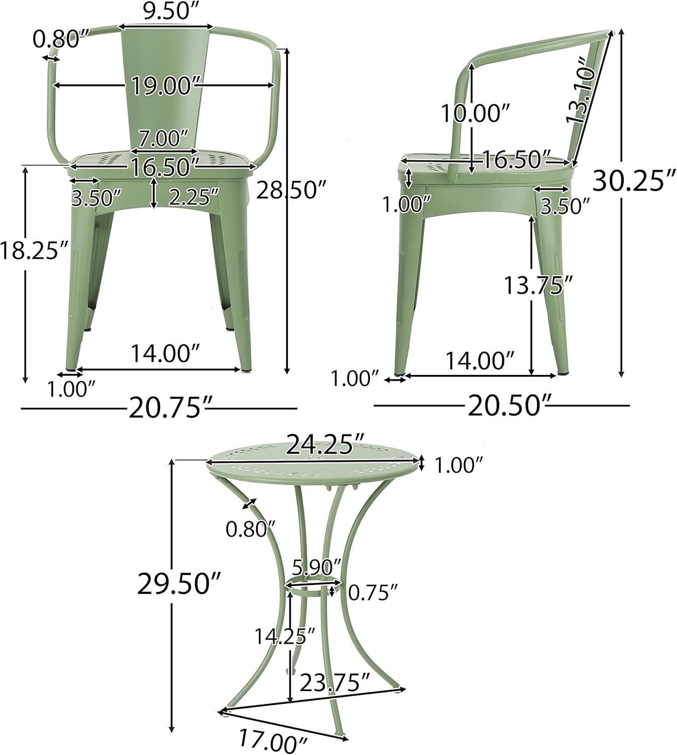 imageChristopher Knight Home Lourdes Outdoor Iron Bistro Set 3Pcs Set Matte Green FinishMatte Green Finish