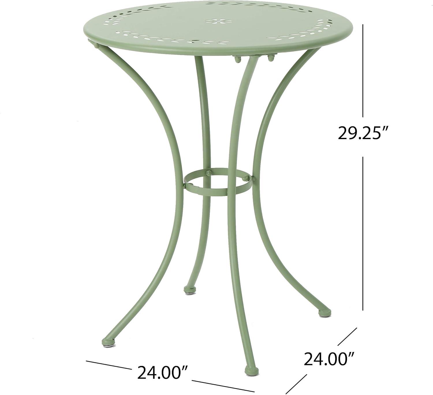 imageChristopher Knight Home Lourdes Outdoor Iron Bistro Set 3Pcs Set Matte Green FinishMatte Green Finish
