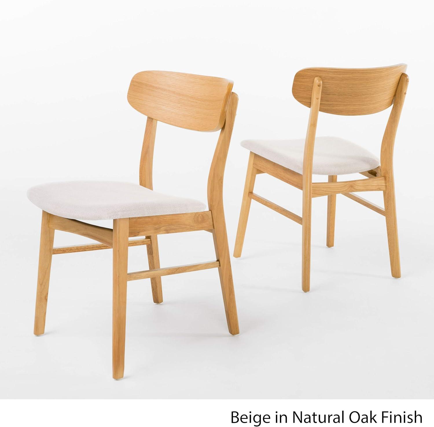 imageChristopher Knight Home Lucious Curved Leg Rectangular Dining Set 5Pcs Set Natural Oak Light Beige