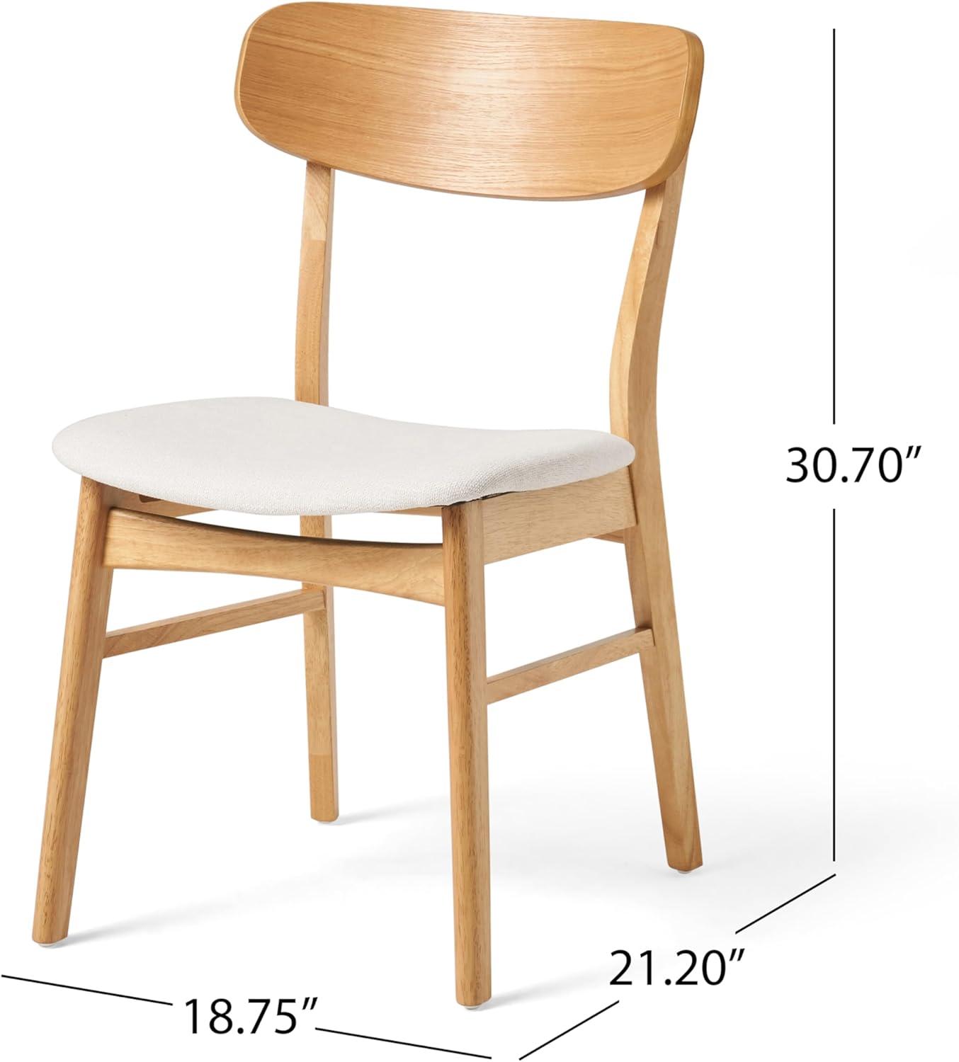 imageChristopher Knight Home Lucious Fabric Oak Finish Dining Chairs 2Pcs Set Light Beige