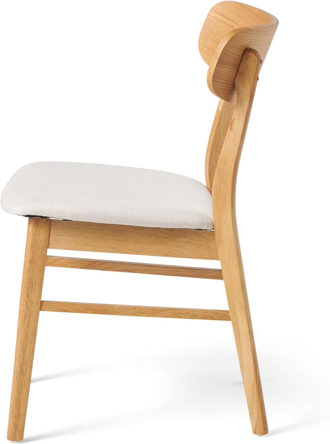 imageChristopher Knight Home Lucious Fabric Oak Finish Dining Chairs 2Pcs Set Light Beige