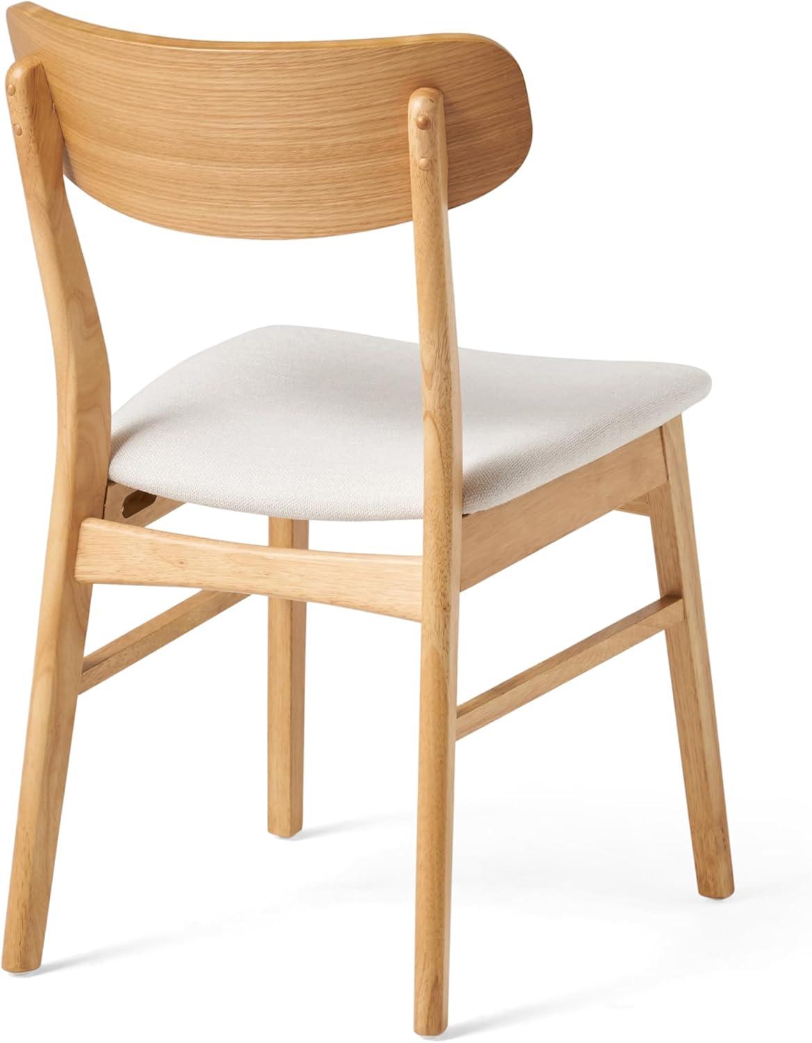 imageChristopher Knight Home Lucious Fabric Oak Finish Dining Chairs 2Pcs Set Light Beige