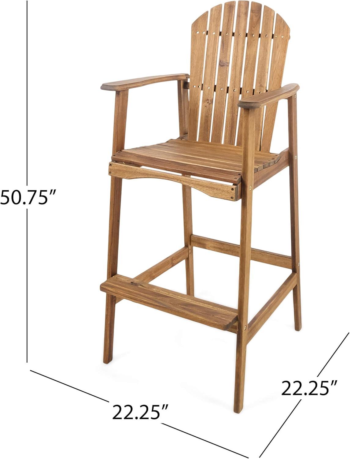 imageChristopher Knight Home Malibu Outdoor Acacia Wood Adirondack Barstools 2Pcs Set Natural Stained