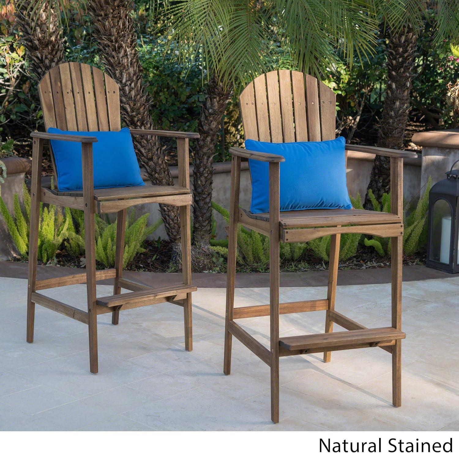 imageChristopher Knight Home Malibu Outdoor Acacia Wood Adirondack Barstools 2Pcs Set Natural Stained