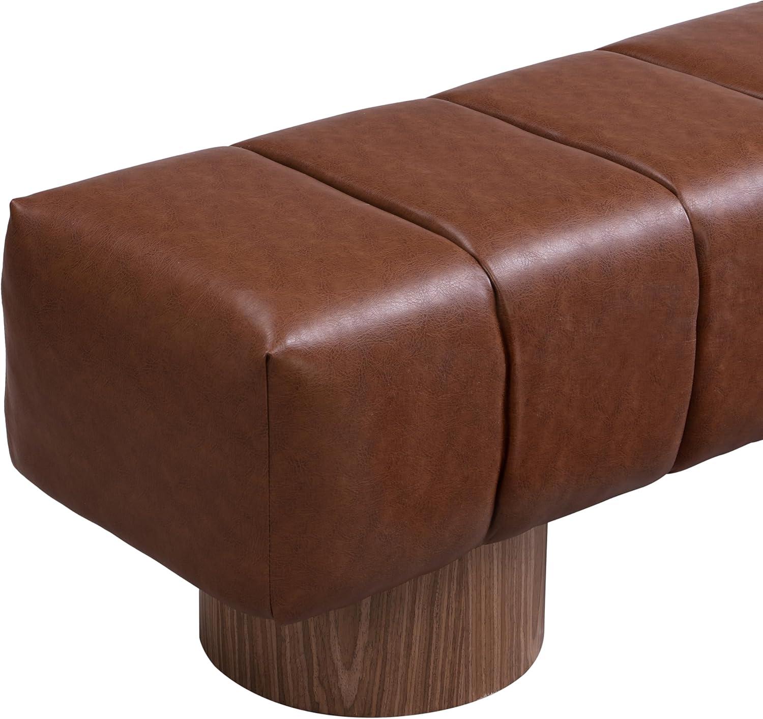 imageChristopher Knight Home Manila 64quot Faux Leather Dining Bench Upholstery Ottoman Bench Rectangular Dining Seat 2 Seater Allow Long Footstool for Living Room Dining Room No Assembly Needed Brown