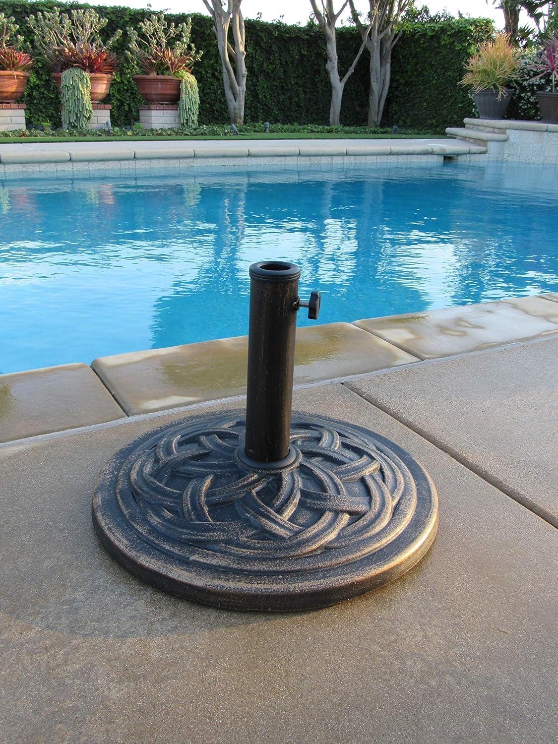 imageChristopher Knight Home Marcia Outdoor Wood Sofa Wicker 7550 x 3100 x 3150 Gray Natural Stained Finish ampamp DC America UBP18181BR 18quot Cast Stone Umbrella Base Bronze Powder Coated Finish