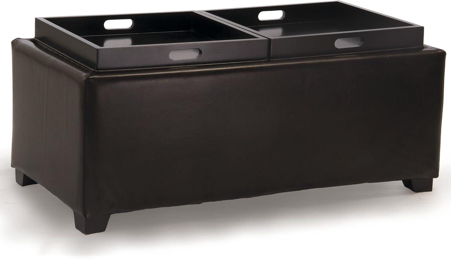 imageChristopher Knight Home Maxwell Bonded Leather Double Tray Ottoman Brown 38 x 19x 17inches