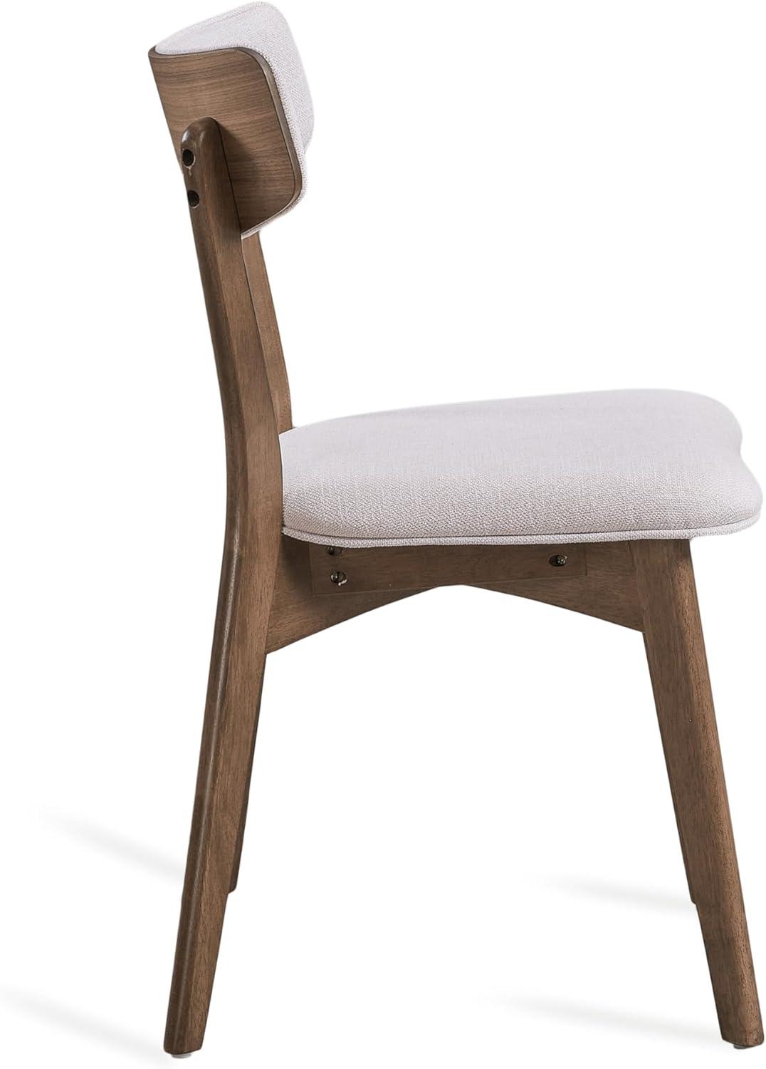 imageChristopher Knight Home Megann MidCentury Wood Dining Set with Fabric Chairs 5Pcs Set Natural Walnut Light Beige