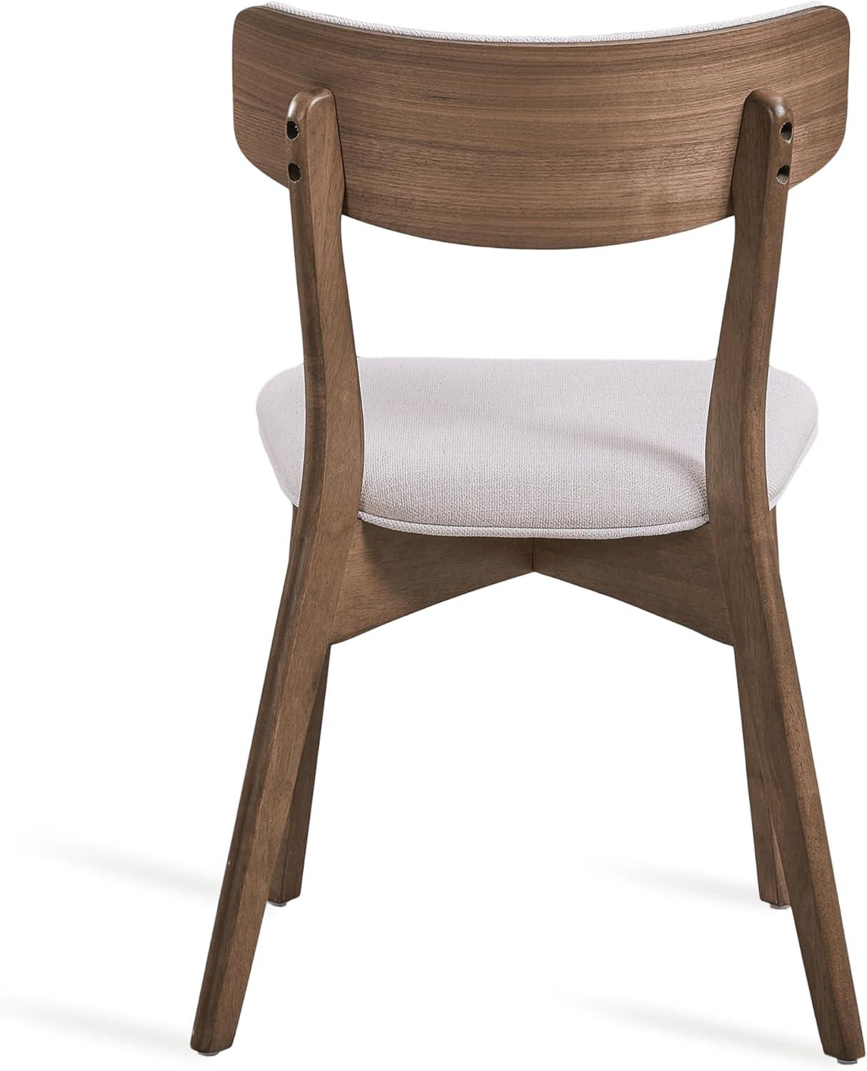imageChristopher Knight Home Megann MidCentury Wood Dining Set with Fabric Chairs 5Pcs Set Natural Walnut Light Beige