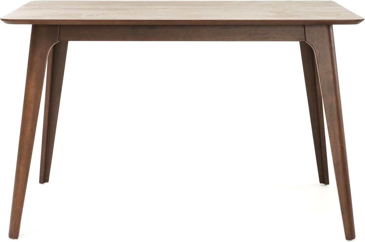 imageChristopher Knight Home Megann MidCentury Wood Dining Set with Fabric Chairs 5Pcs Set Natural Walnut Light Beige