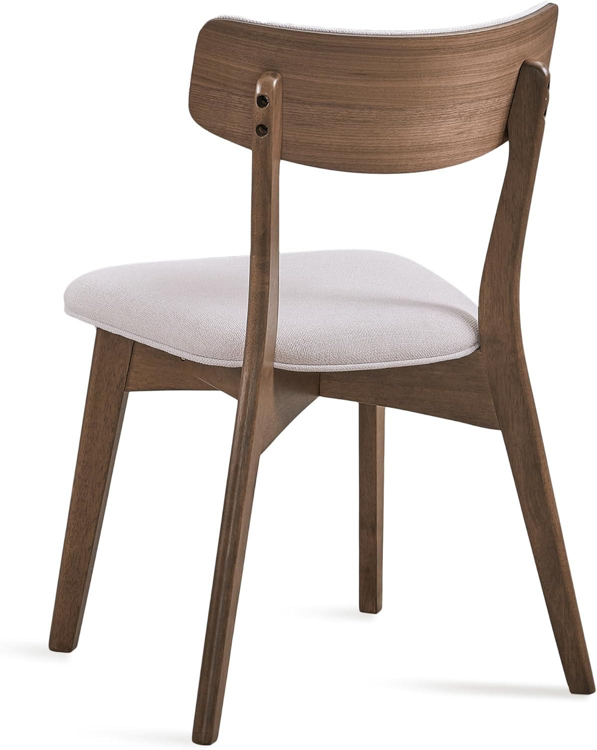 imageChristopher Knight Home Megann MidCentury Wood Dining Set with Fabric Chairs 5Pcs Set Natural Walnut Light Beige
