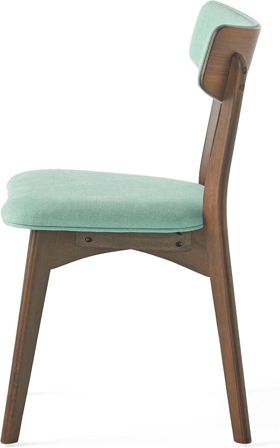 imageChristopher Knight Home Megann MidCentury Wood Dining Set with Fabric Chairs 5Pcs Set Natural Walnut Mint