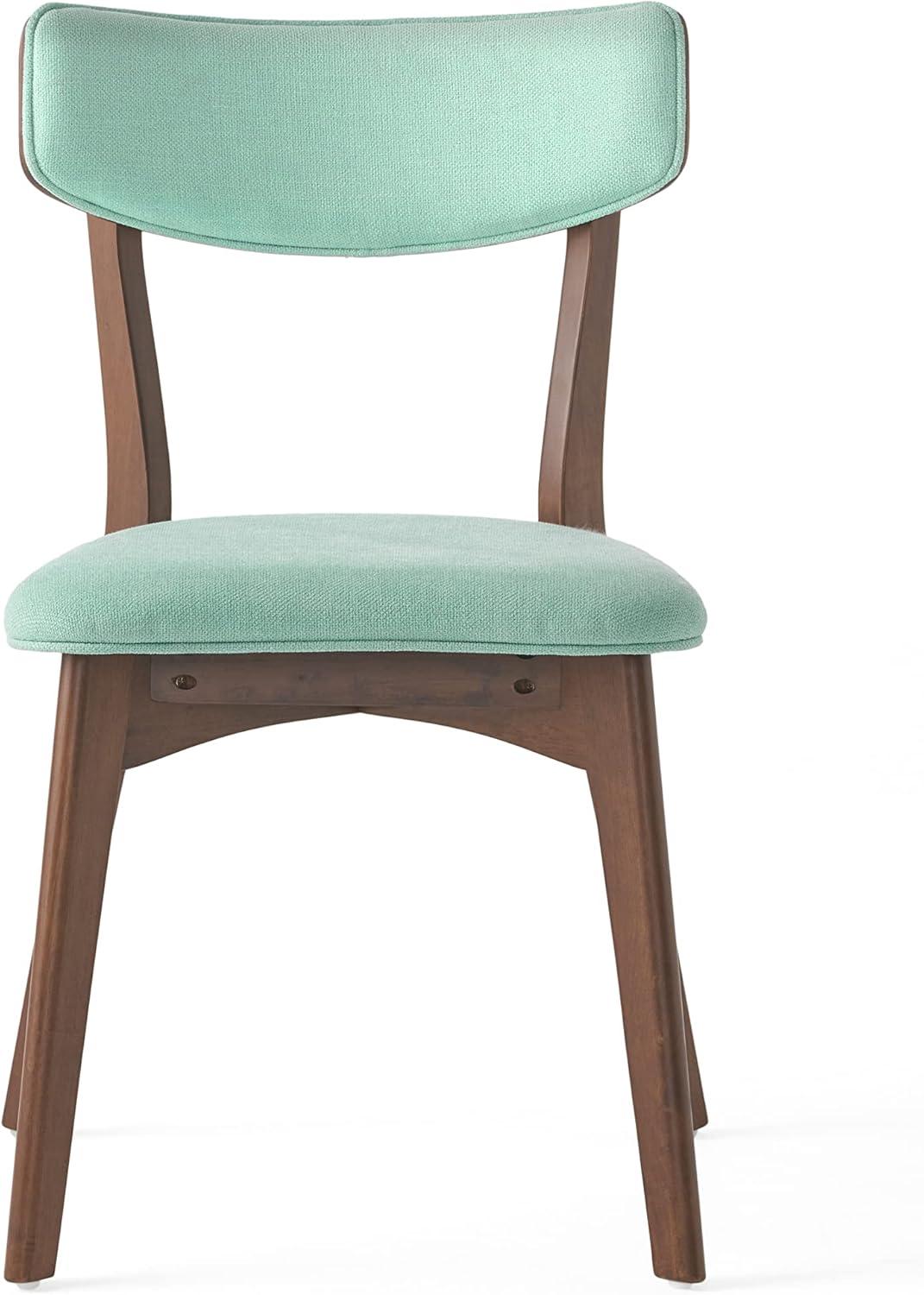 imageChristopher Knight Home Megann MidCentury Wood Dining Set with Fabric Chairs 5Pcs Set Natural Walnut Mint