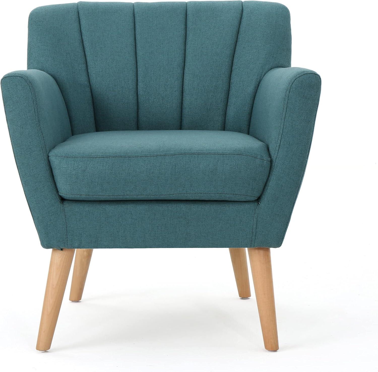 imageChristopher Knight Home Merel Mid Century Modern Fabric Club Chair Dark TealNaturalClub Chair