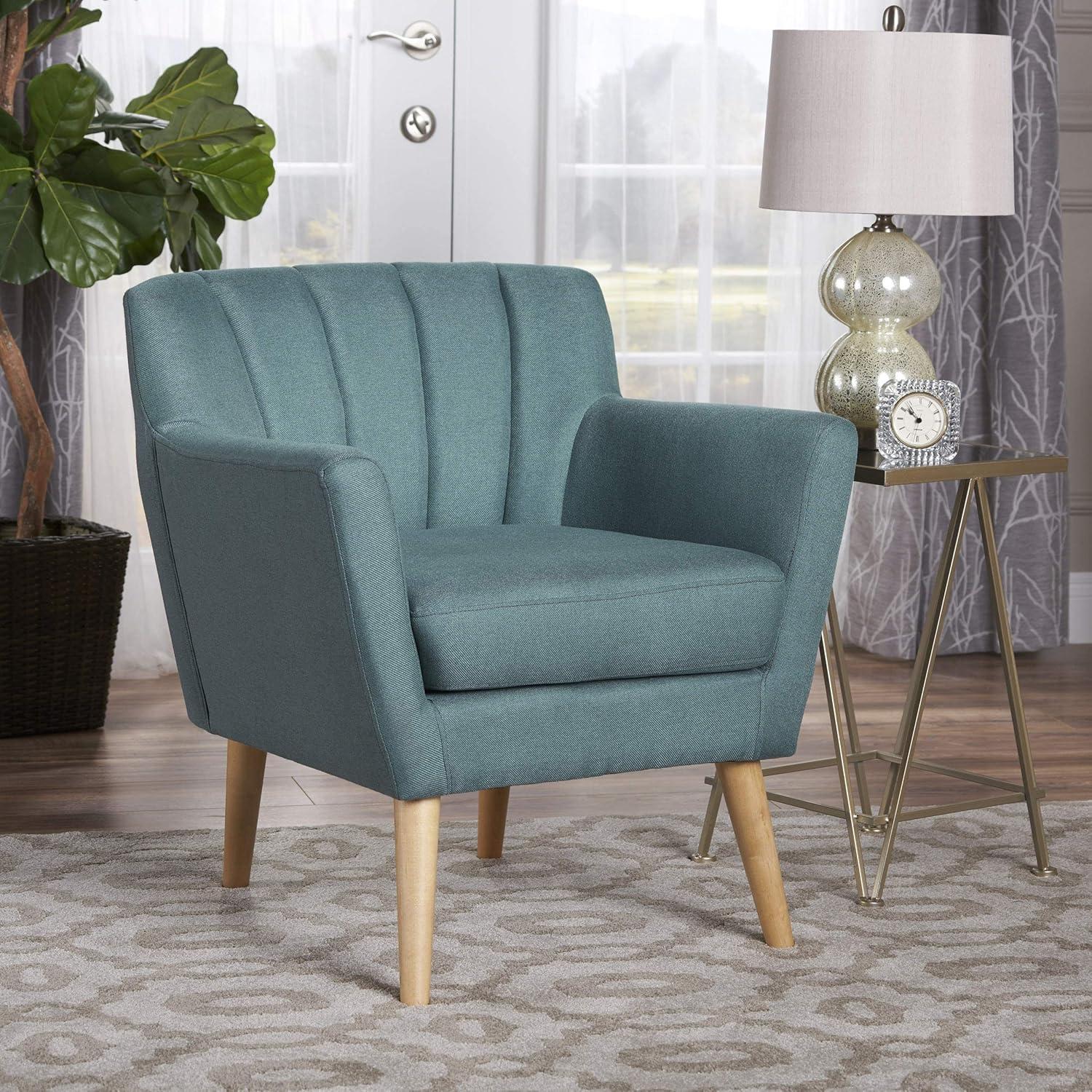 imageChristopher Knight Home Merel Mid Century Modern Fabric Club Chair Dark TealNaturalClub Chair