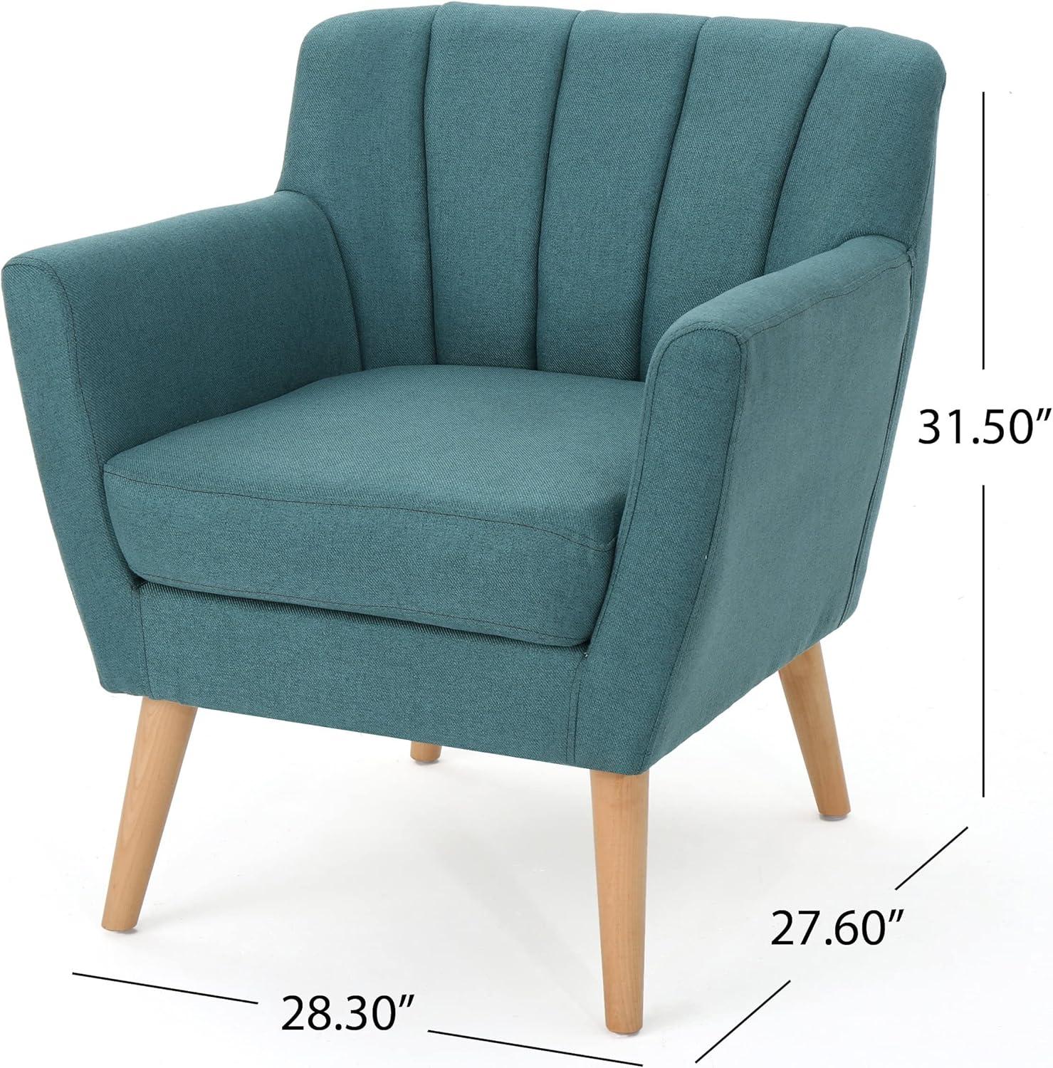 imageChristopher Knight Home Merel Mid Century Modern Fabric Club Chair Dark TealNaturalClub Chair