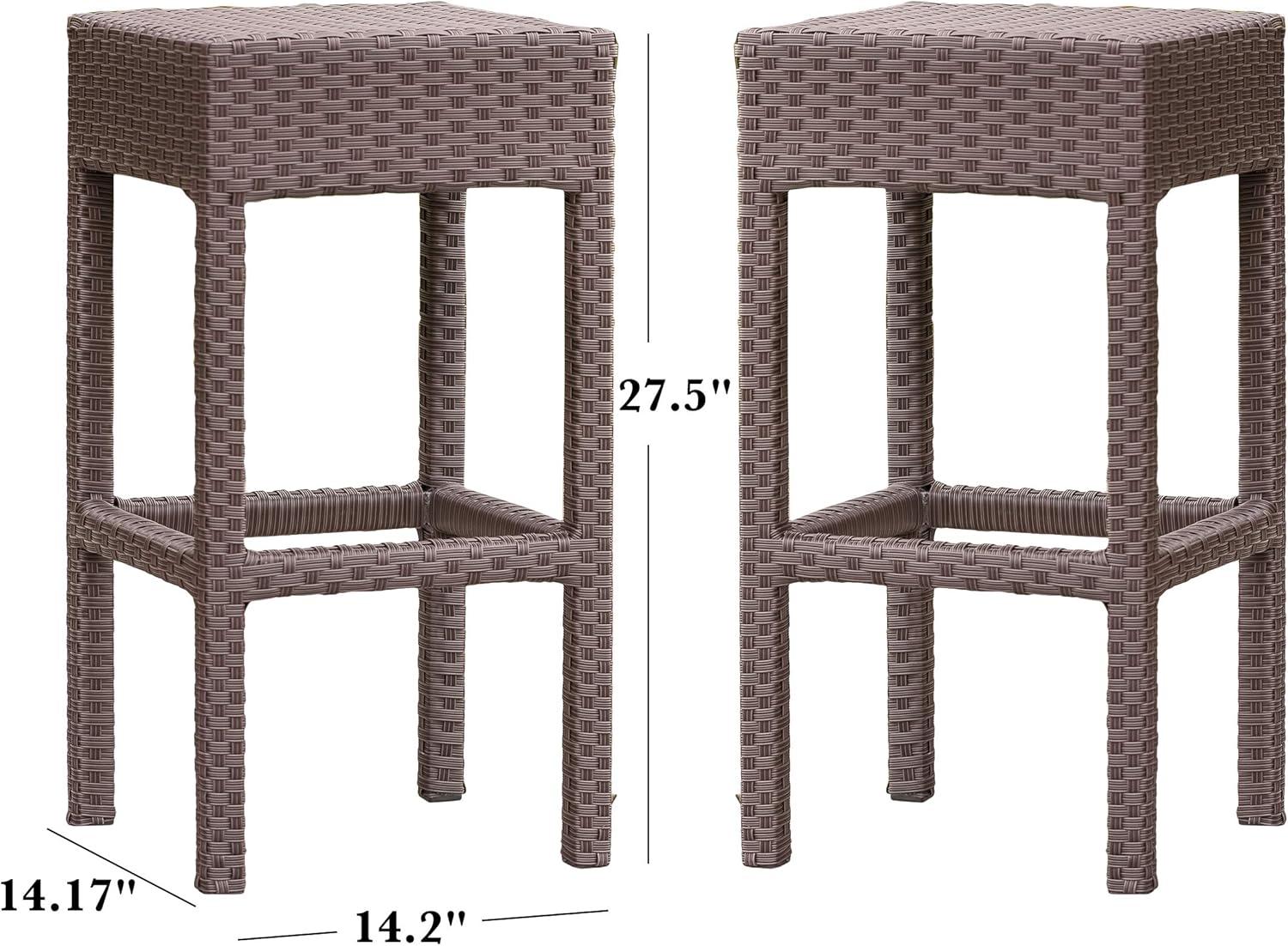 imageChristopher Knight Home Milton Outdoor Wicker Backless Bar Stools 2Pcs Set Dark Brown