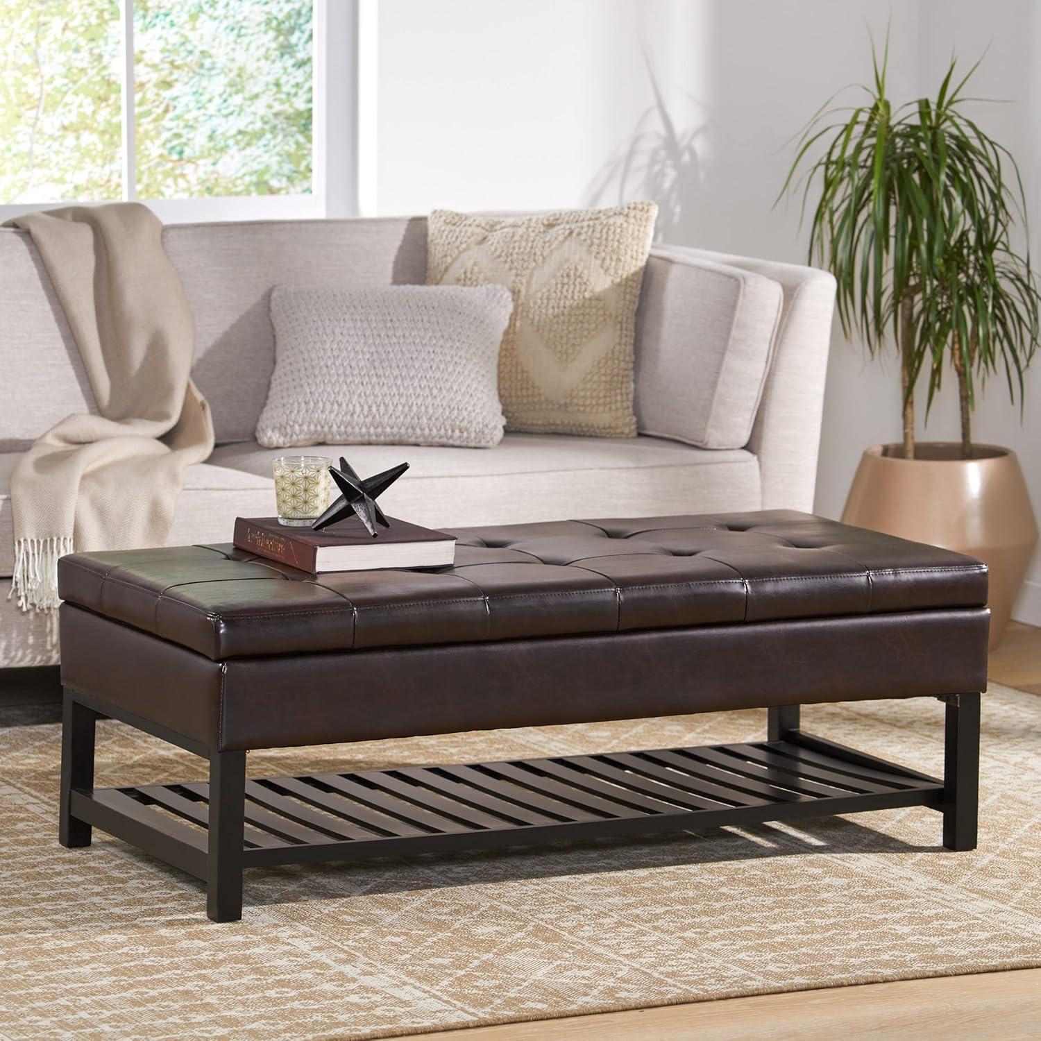 imageChristopher Knight Home Miriam Ottoman with Storage and Bottom Rack Espresso