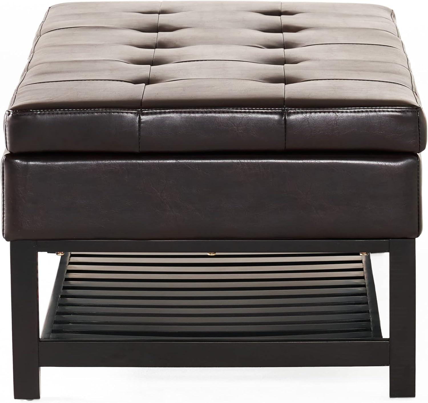 imageChristopher Knight Home Miriam Ottoman with Storage and Bottom Rack Espresso