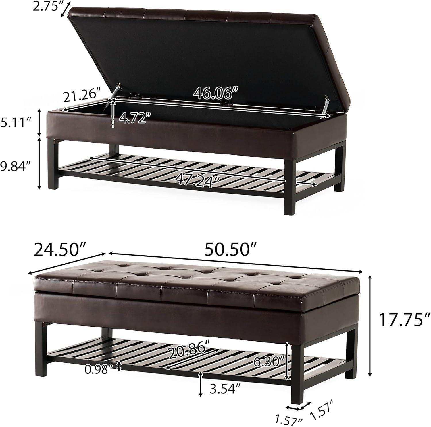 imageChristopher Knight Home Miriam Ottoman with Storage and Bottom Rack Espresso