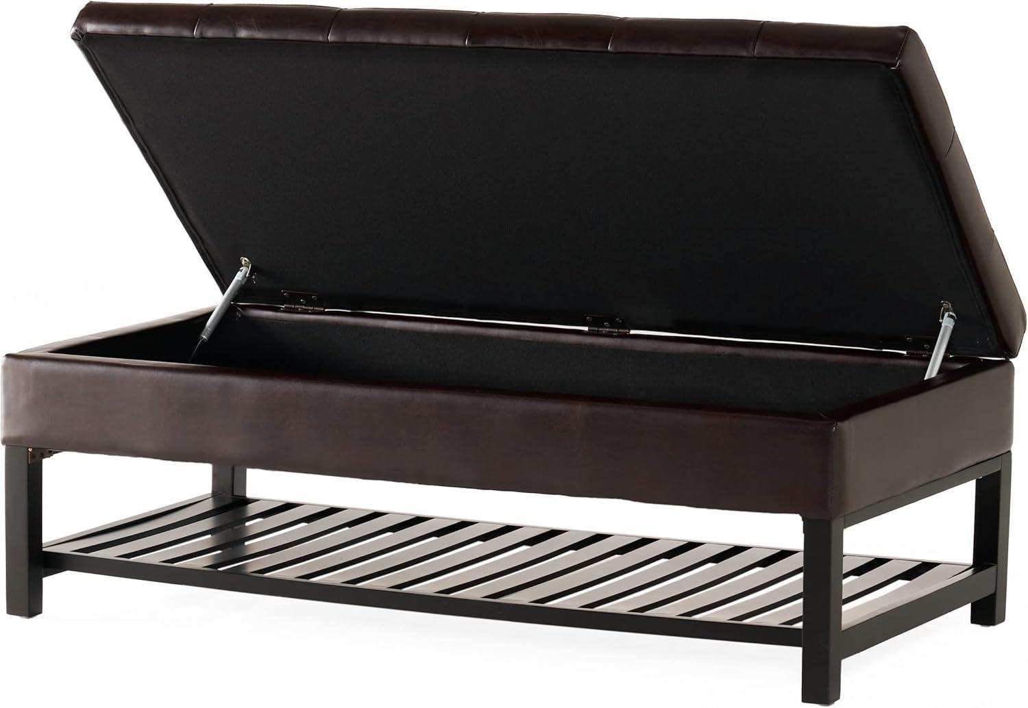 imageChristopher Knight Home Miriam Ottoman with Storage and Bottom Rack Espresso