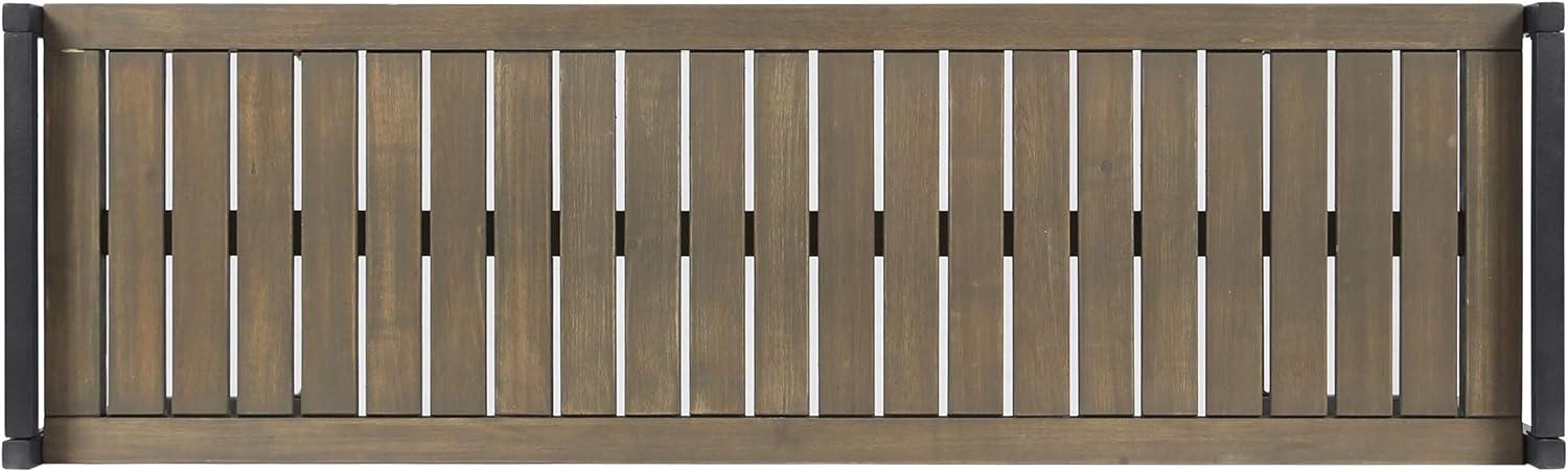 imageChristopher Knight Home Noel Outdoor Industrial Acacia Wood and Iron Bench Gray Grey FinishBlack Metal
