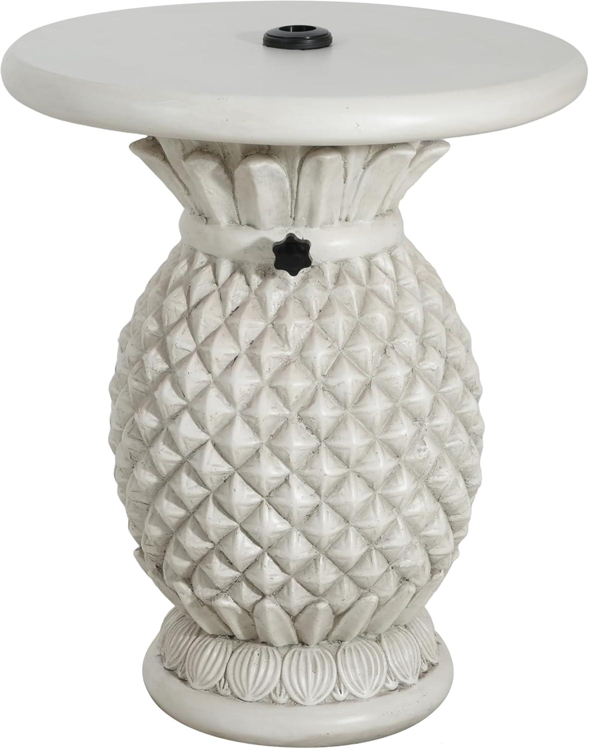 imageChristopher Knight Home Ogla 24 MGO Outdoor Patio Side Table Umbrella Base Patio Umbrella Stand Outdoor Base with HandTurn Tightening Knob PineappleShaped Patio Coffee Table Antique White