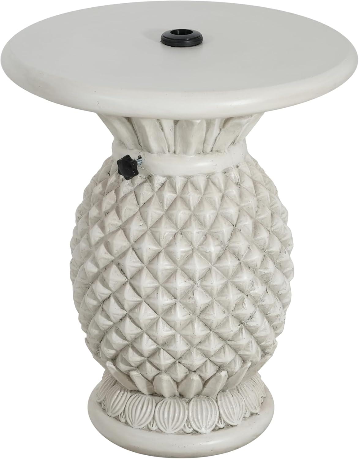 imageChristopher Knight Home Ogla 24 MGO Outdoor Patio Side Table Umbrella Base Patio Umbrella Stand Outdoor Base with HandTurn Tightening Knob PineappleShaped Patio Coffee Table Antique White