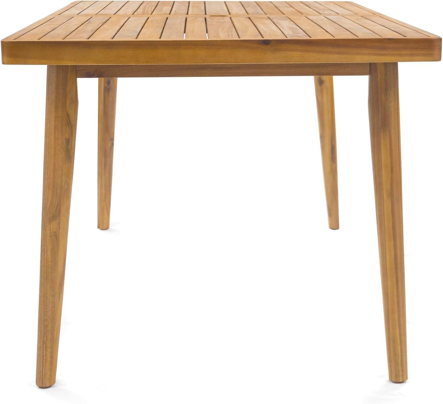 imageChristopher Knight Home Patio Rectangular Acacia Wood Dining Table with Umbrella Hole Sturdy for Outdoor Dining BBQ Garden Pair with Dining ChairBench Teak Finish