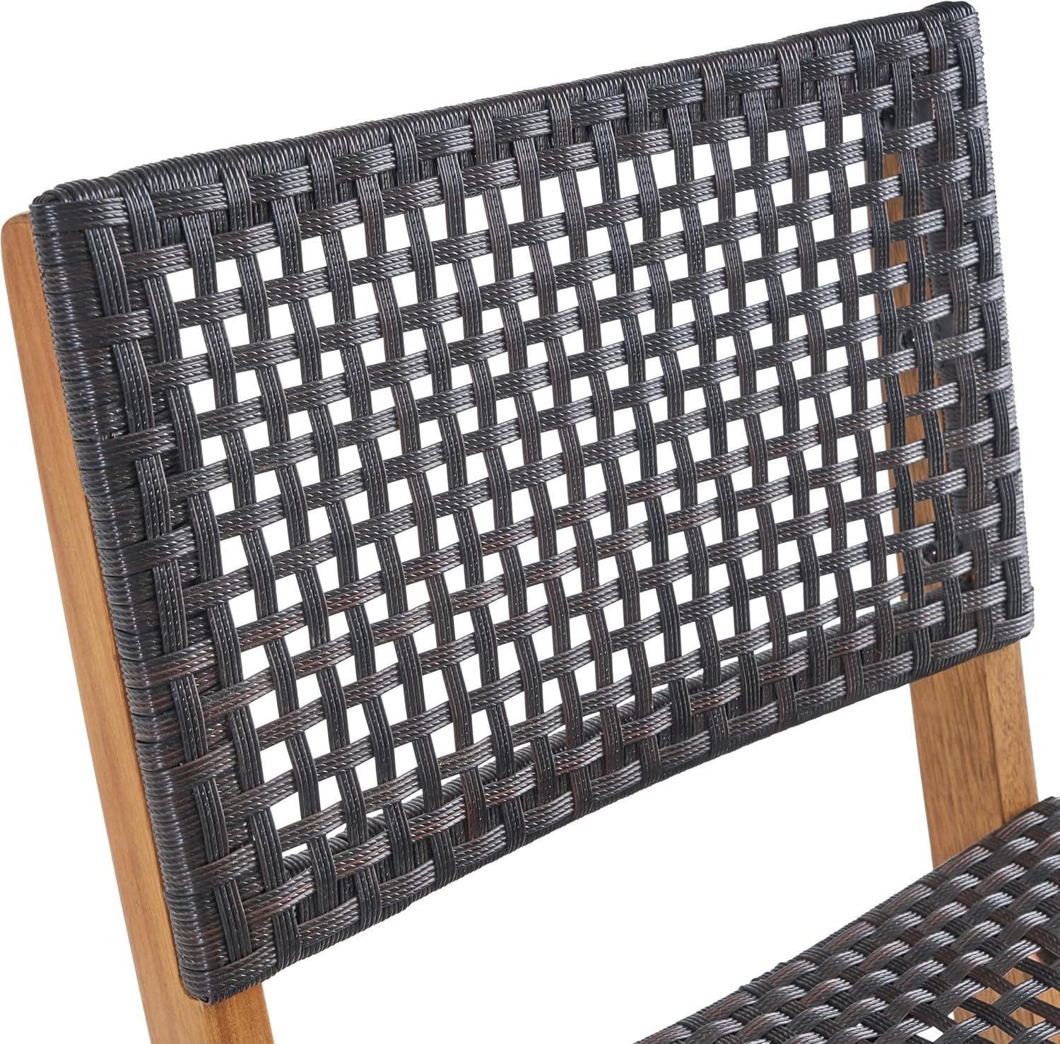 imageChristopher Knight Home Polaris Outdoor Acacia Wood and Wicker 5 Piece Rectangular Bar Set 15 quotW x 22 quotD x 4175 quotH Teak Brown