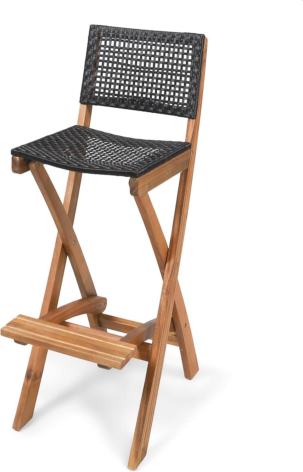 imageChristopher Knight Home Polaris Outdoor Acacia Wood and Wicker 5 Piece Rectangular Bar Set 15 quotW x 22 quotD x 4175 quotH Teak Brown