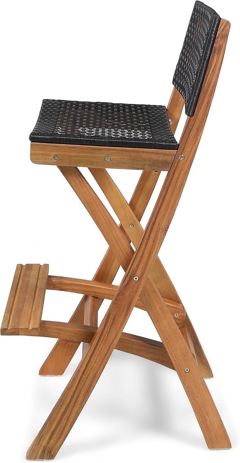 imageChristopher Knight Home Polaris Outdoor Acacia Wood and Wicker 5 Piece Rectangular Bar Set 15 quotW x 22 quotD x 4175 quotH Teak Brown