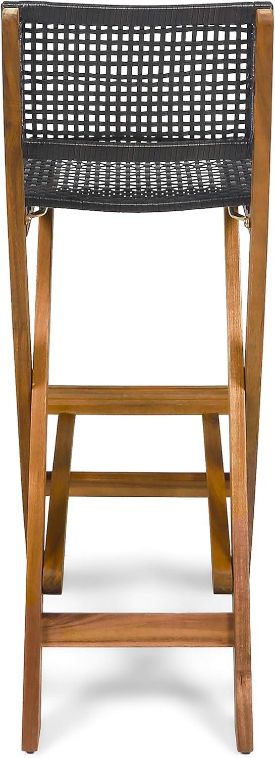 imageChristopher Knight Home Polaris Outdoor Acacia Wood and Wicker 5 Piece Rectangular Bar Set 15 quotW x 22 quotD x 4175 quotH Teak Brown