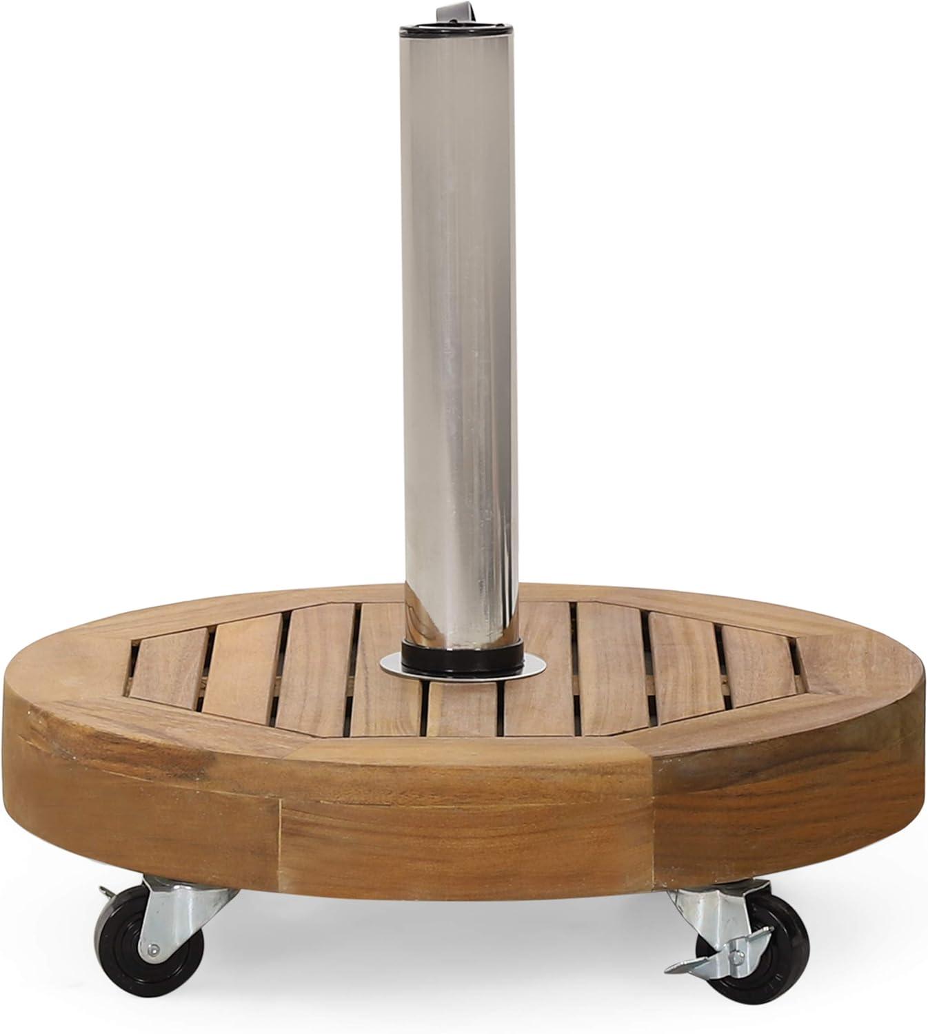 imageChristopher Knight Home Ralph Outdoor 40lb Circular Umbrella Base Acacia Wood and Stainless Steel Teak